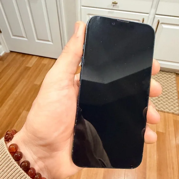 Black Smartphone with Blue and White Display